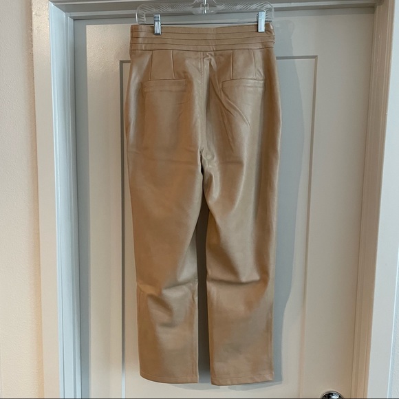 NWT 7 For All Mankind Faux Leather High Waist Ankle Pant w/ Faux Pockets in Tan - Picture 6 of 7